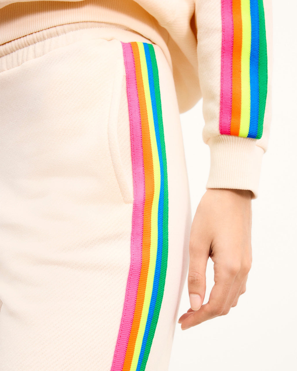 Pantaloni Da Jogging Dritti A Righe Multicolori - Sabbia - Donna