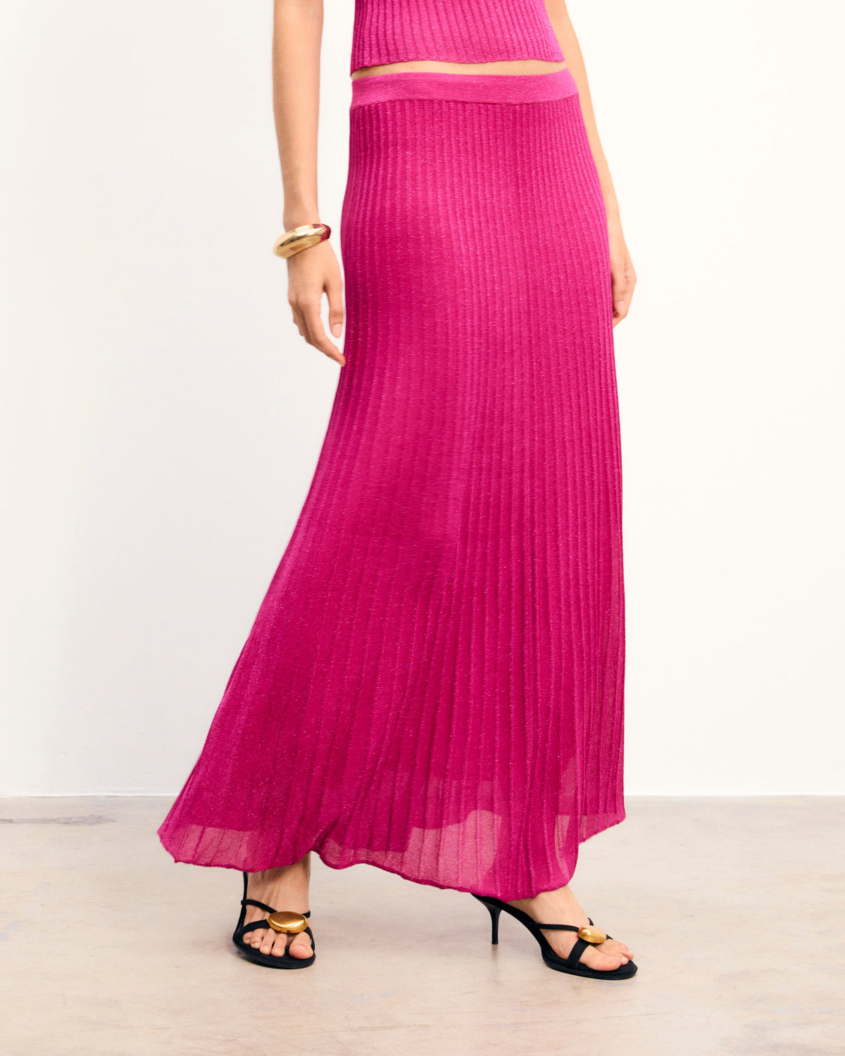 Gonna Midi Lurex - Shiny Pink - Donna