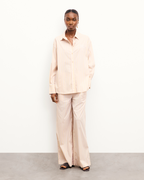 Pantalon Large - Rayures Beige - Femme