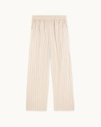 Pantalon Large - Rayures Beige - Femme