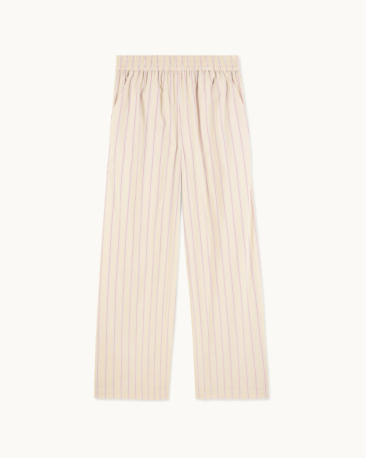 Pantalon Large - Rayures Beige - Femme