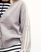 Cardigan a righe - 1500 Grigio mélange scuro - Donna