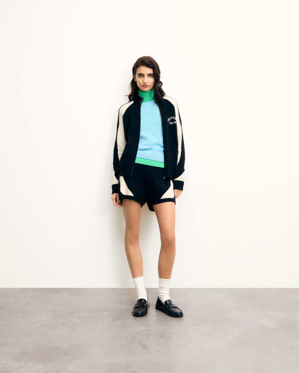 Pull Gilet Bicolore Future Paris - Noir - Femme