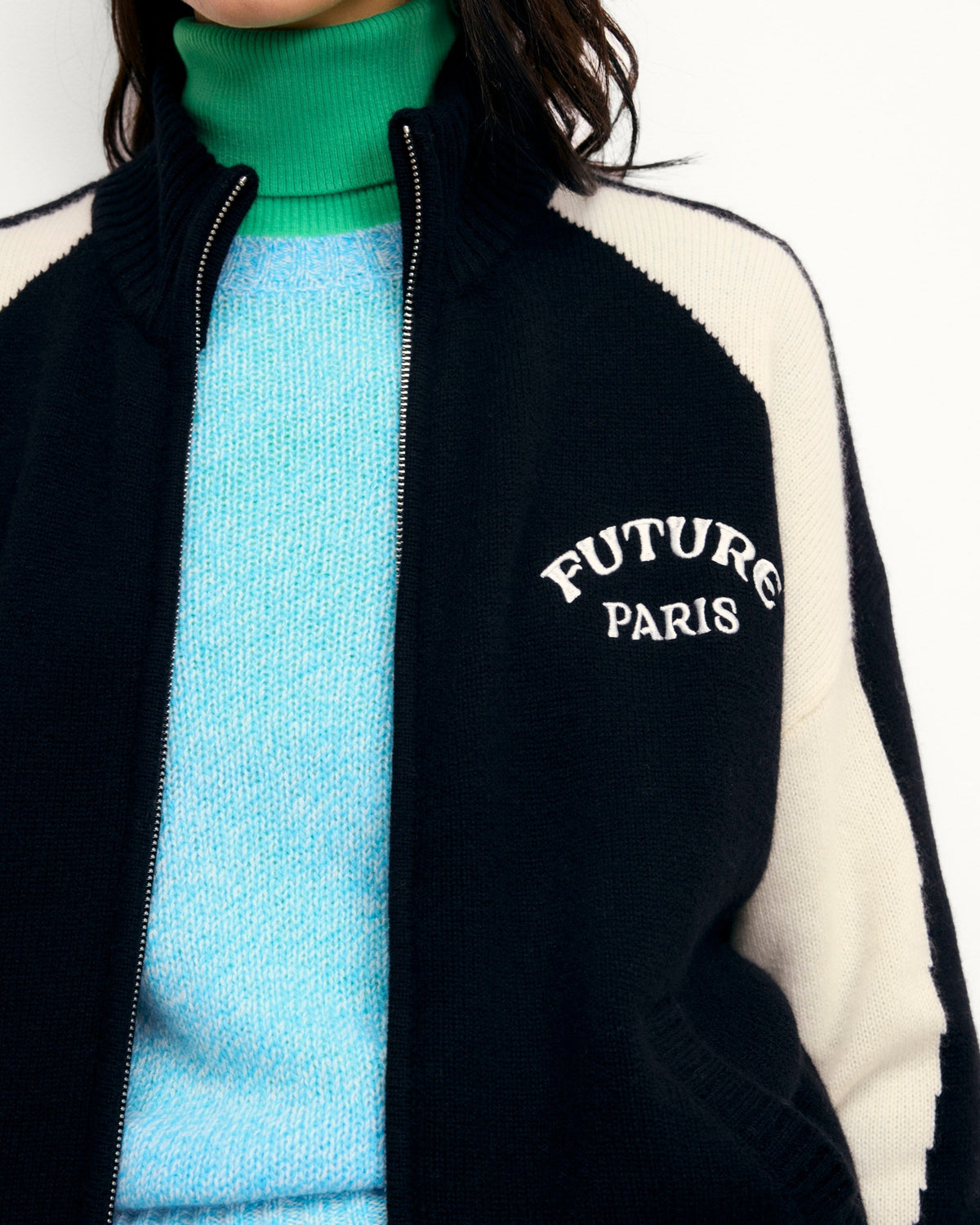 Pull Gilet Bicolore Future Paris - Noir - Femme