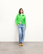 Jersey Cárdigan con Cremallera de Doble Sentido - Verde Disco - Mujer