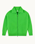 Jersey Cárdigan con Cremallera de Doble Sentido - Verde Disco - Mujer