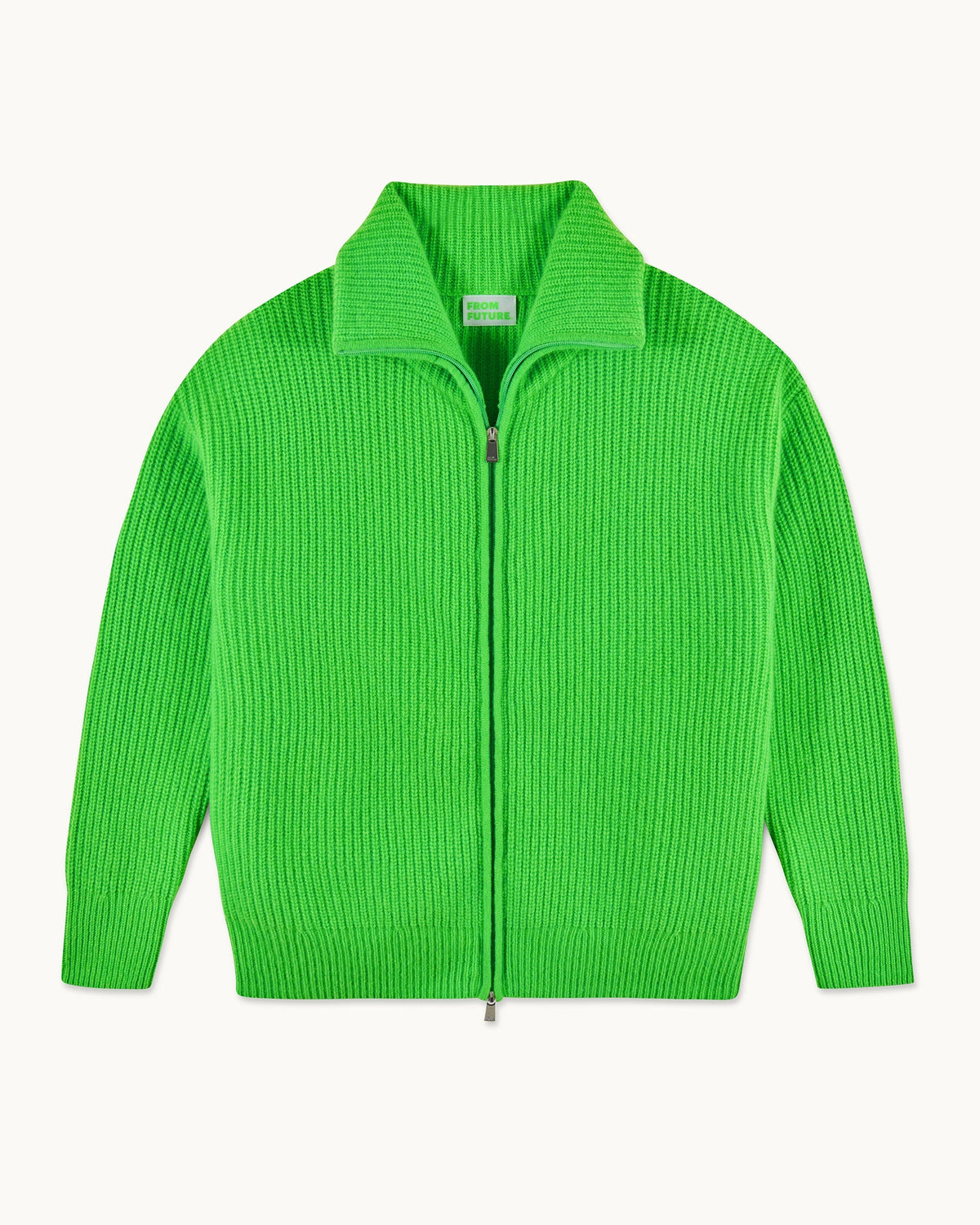 Jersey Cárdigan con Cremallera de Doble Sentido - Verde Disco - Mujer