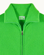 Jersey Cárdigan con Cremallera de Doble Sentido - Verde Disco - Mujer