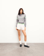 Hoodie Jumper with Sleeve Stripes - 1500 Dark Marl Grey - Women