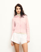 Sudadera con Capucha Bordado Ff - Sky Pink - Mujer