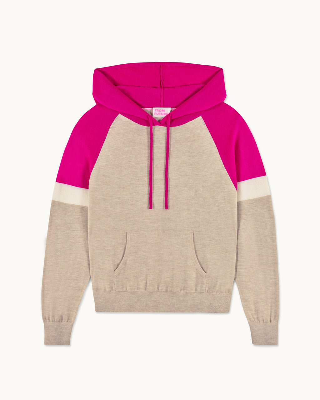 Jersey con Capucha Tricolor - Beige Jaspeado - Mujer
