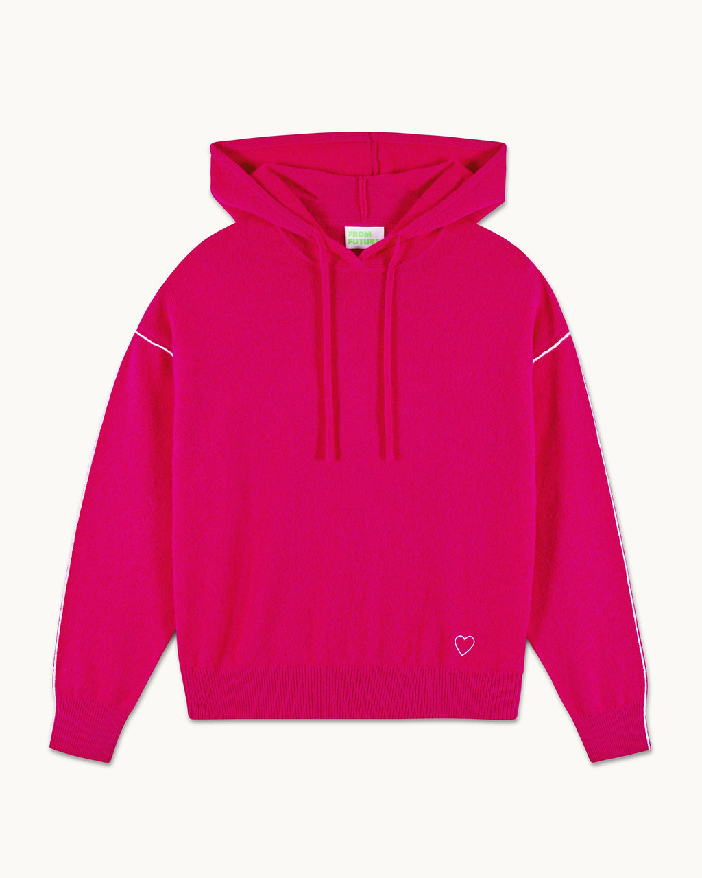 Jersey con capucha, ribetes y corazón - Frambuesa tropical - Mujer