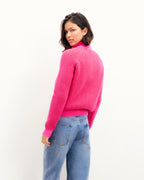 Pull Col Camionneur Fils Bicolores - Passion Red - Femme