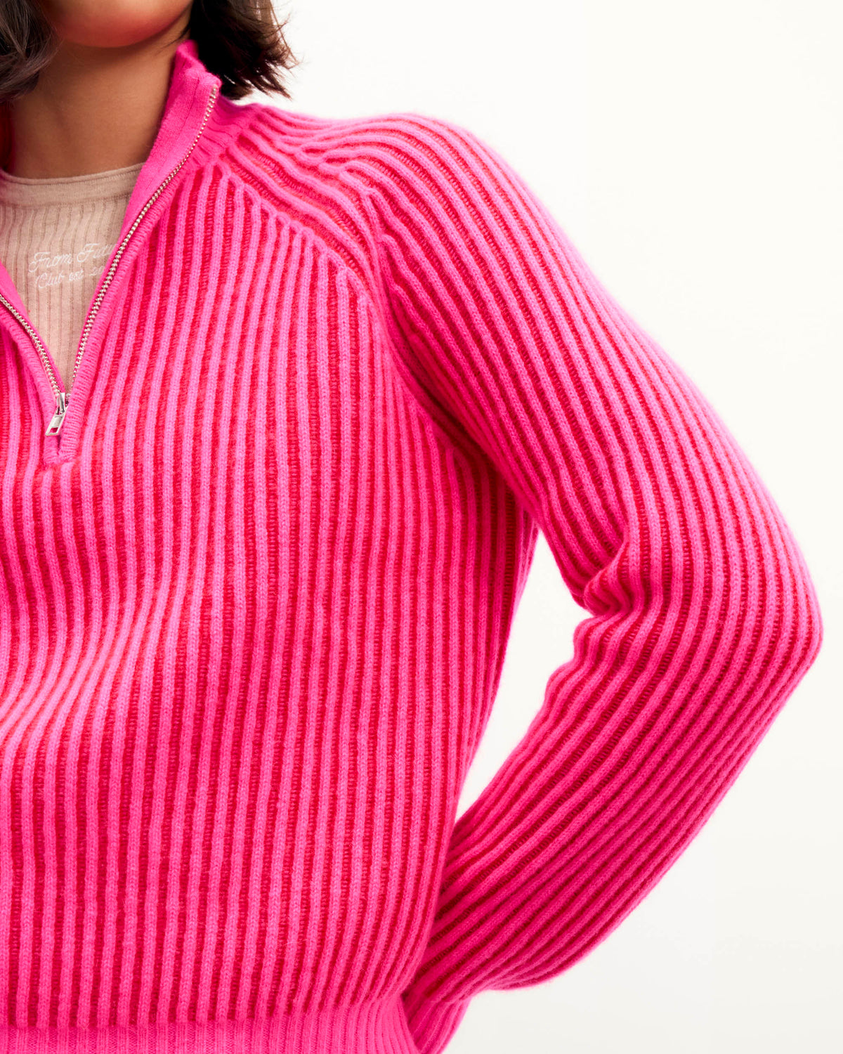 Pull Col Camionneur Fils Bicolores - Passion Red - Femme