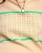 Jersey de cuello camionero de ganchillo - Beige claro - Mujer