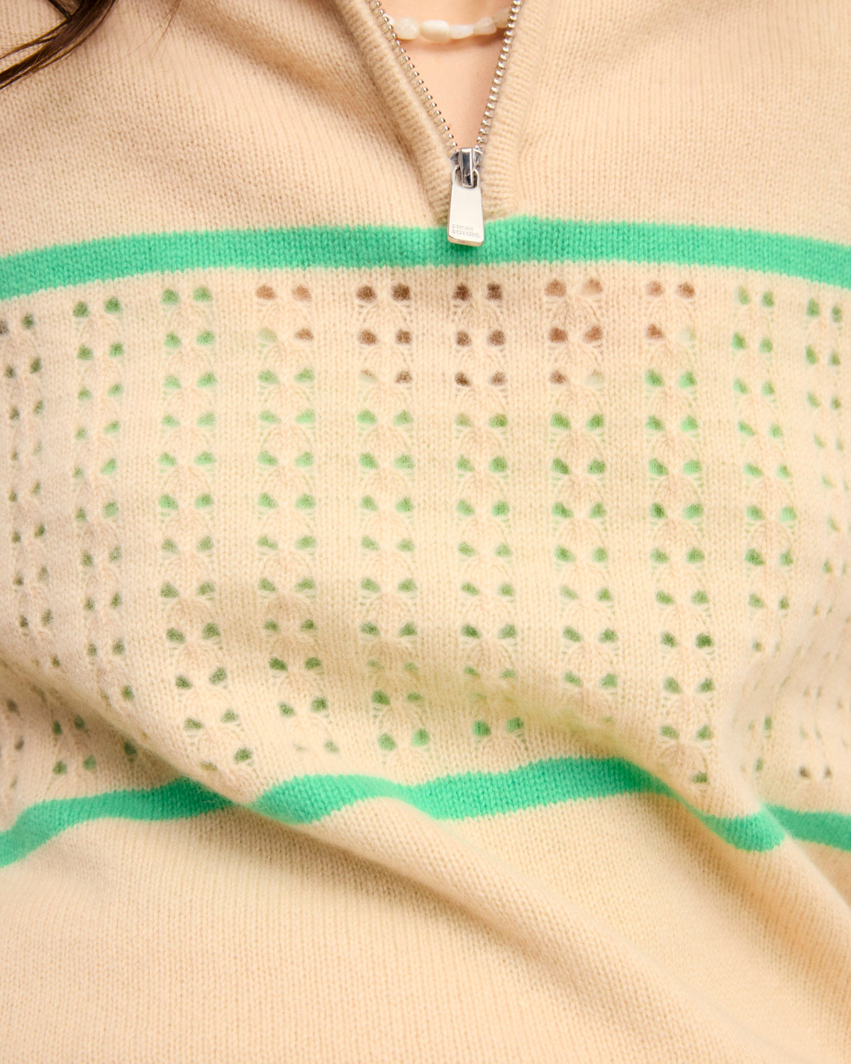 Jersey de cuello camionero de ganchillo - Beige claro - Mujer
