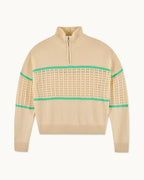 Jersey de cuello camionero de ganchillo - Beige claro - Mujer