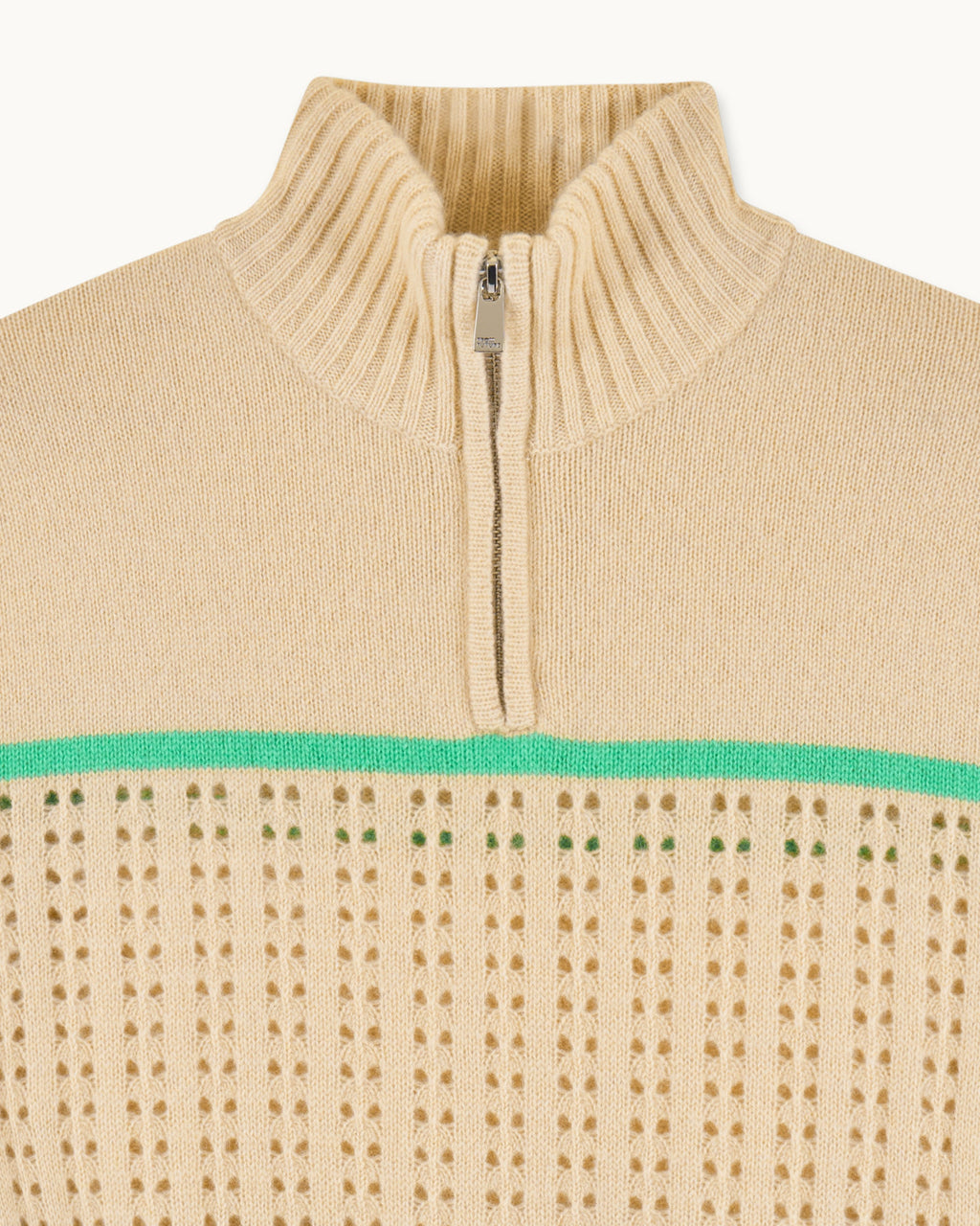 Jersey de cuello camionero de ganchillo - Beige claro - Mujer