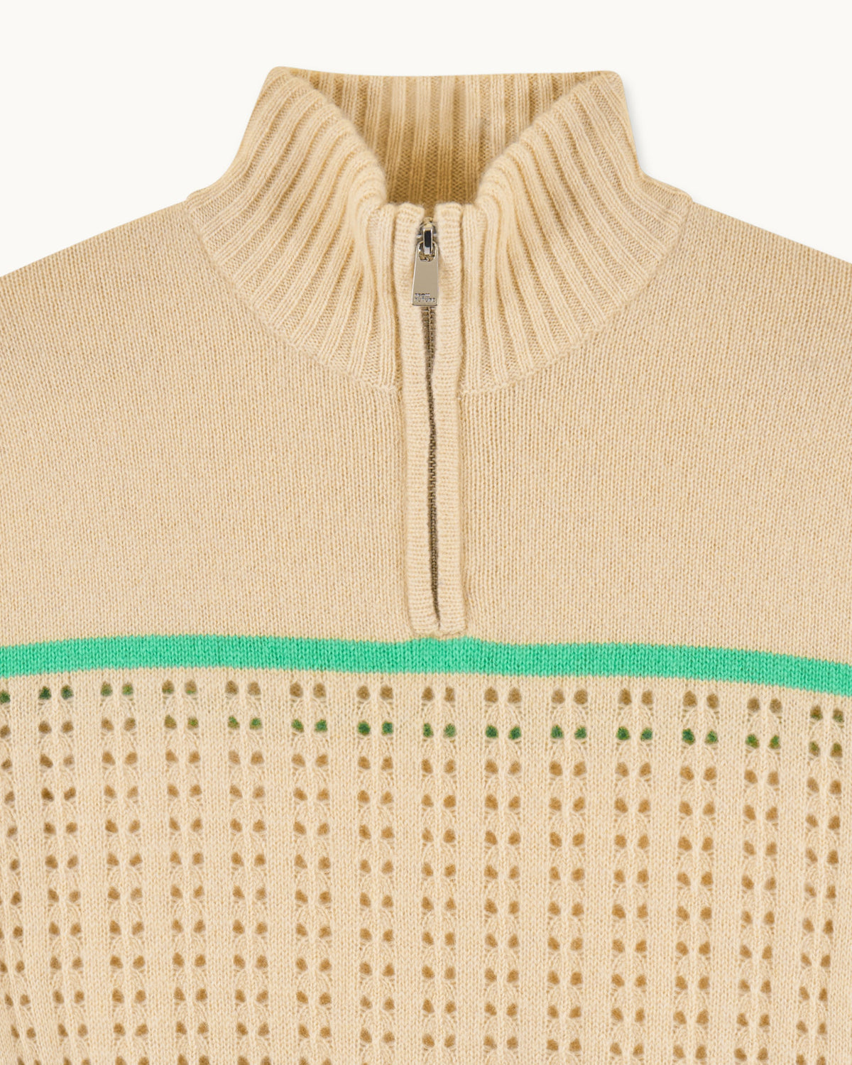 Jersey de cuello camionero de ganchillo - Beige claro - Mujer