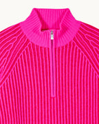 Pull Col Camionneur Fils Bicolores - Passion Red - Femme