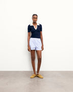 Two-Tone Short-Sleeved Top - Navy - Women