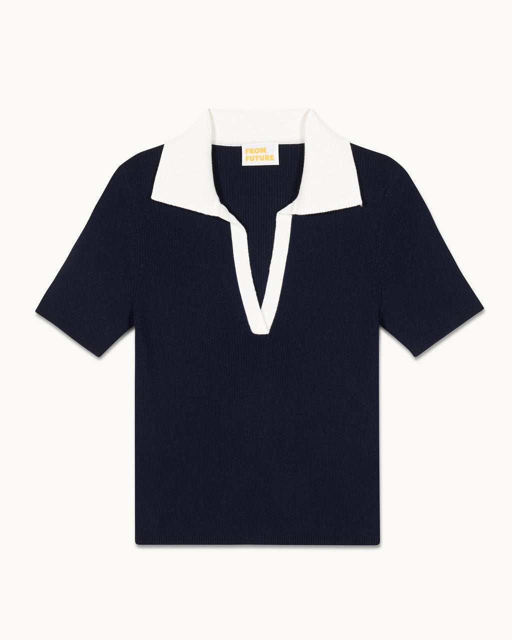 Two-Tone Short-Sleeved Top - Navy - Women