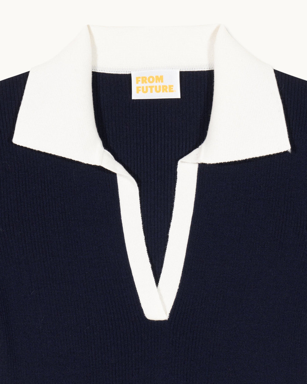 Two-Tone Short-Sleeved Top - Navy - Women