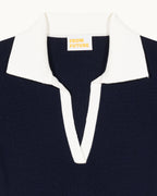 Two-Tone Short-Sleeved Top - Navy - Women