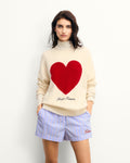 Maglione Girocollo Cuore Ricamo Future - Ecru - Donna