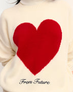 Maglione Girocollo Cuore Ricamo Future - Ecru - Donna