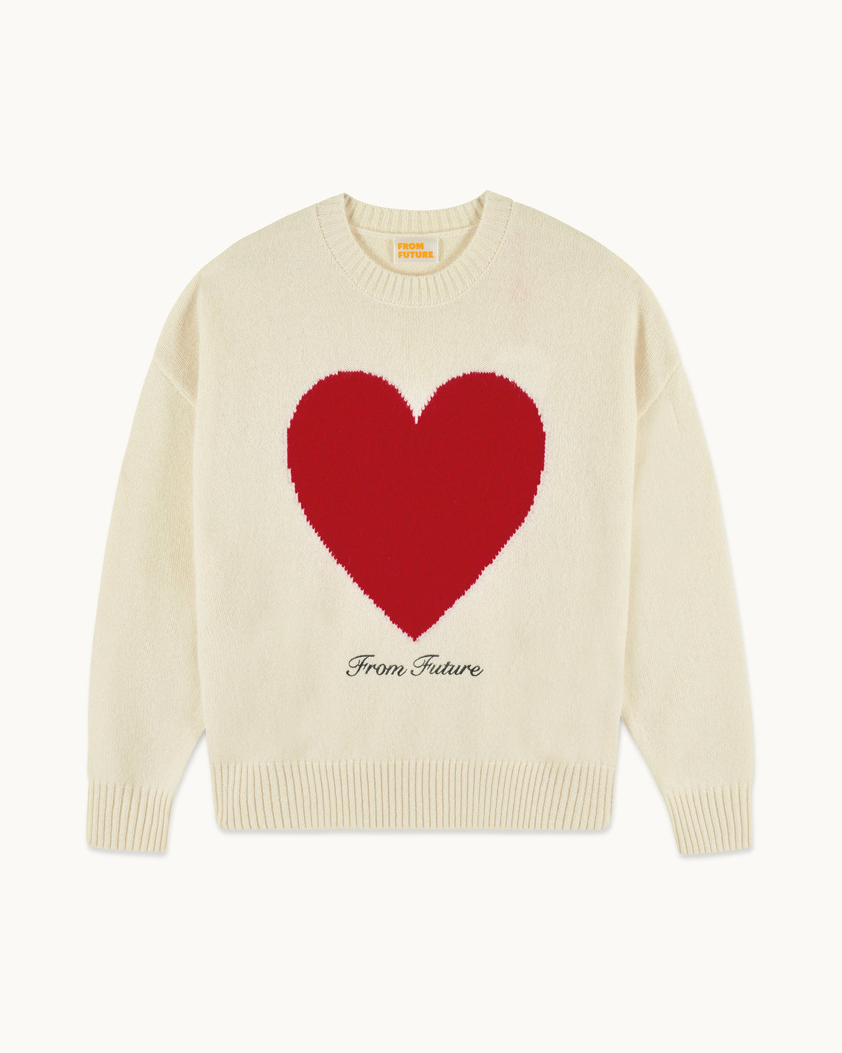 Maglione Girocollo Cuore Ricamo Future - Ecru - Donna