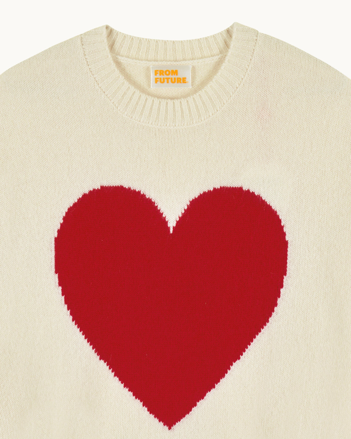 Maglione Girocollo Cuore Ricamo Future - Ecru - Donna