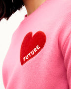 Heart Crew-Neck Jumper - Fantasy Pink - Women