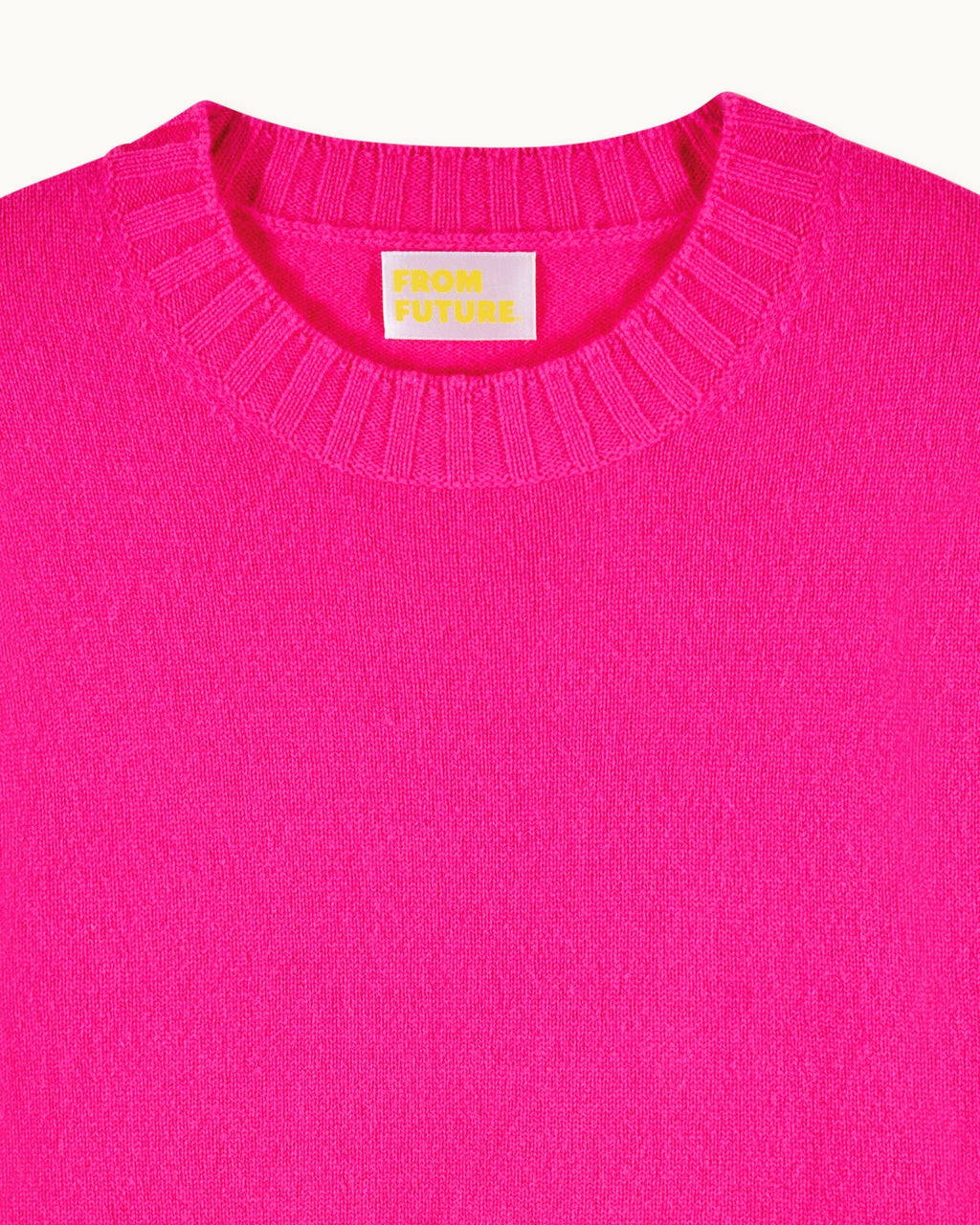 Jersey de cuello redondo con bordes bordados - Rosa pasión - Mujer