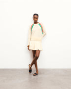 Multicoloured Stripe Crew Neck Jumper - Ecru - Women