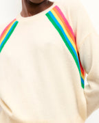 Multicoloured Stripe Crew Neck Jumper - Ecru - Women