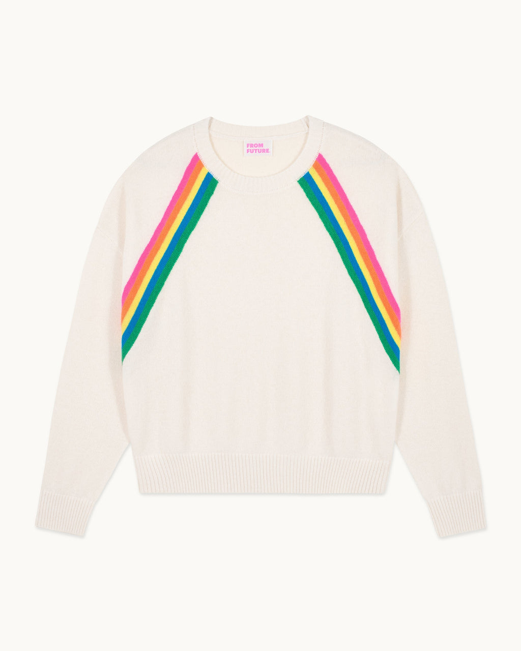 Multicoloured Stripe Crew Neck Jumper - Ecru - Women