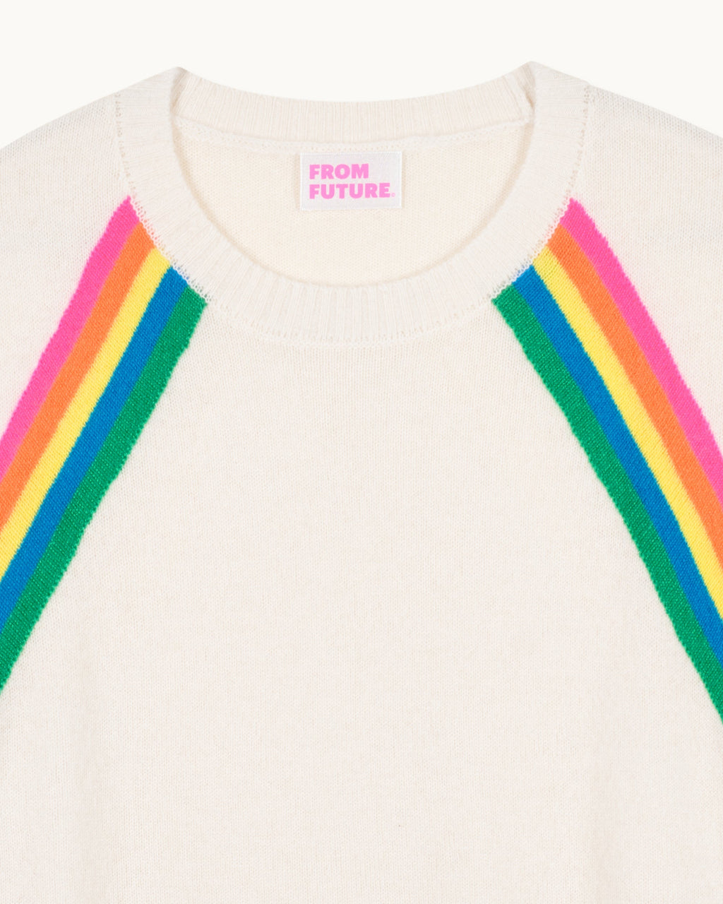 Multicoloured Stripe Crew Neck Jumper - Ecru - Women