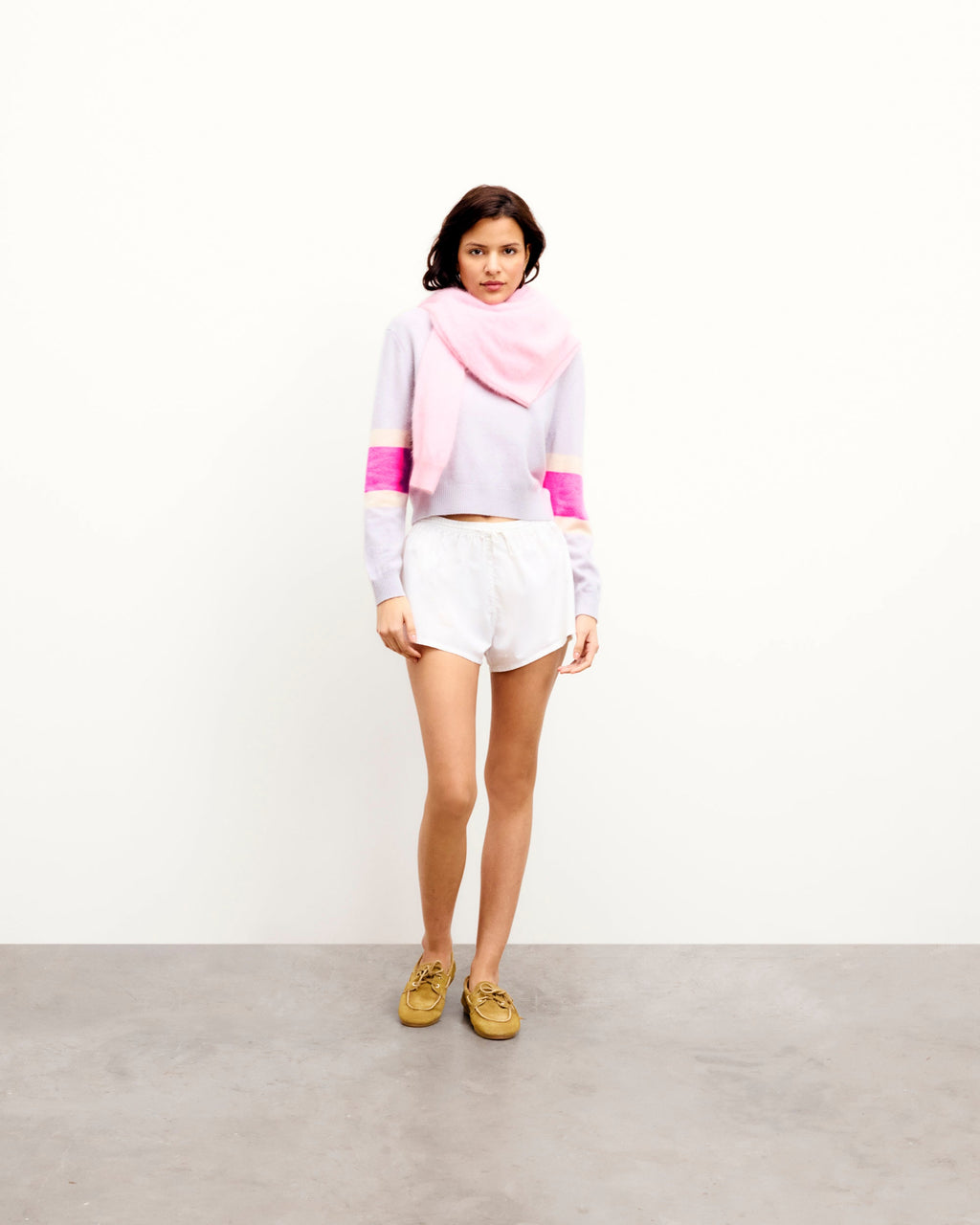 Crew-Neck Striped Jumper - Sunset Grey - Women