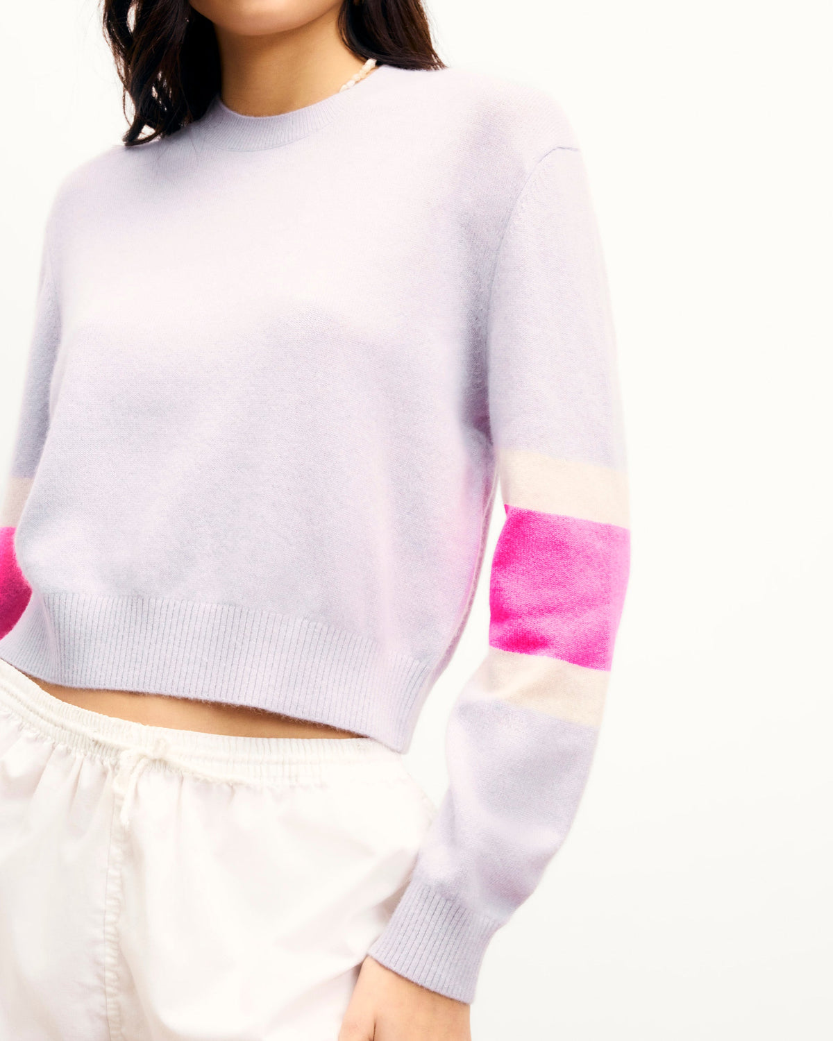Crew-Neck Striped Jumper - Sunset Grey - Women