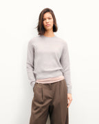 Jersey de Cuello Redondo con Corazón Bordado - Gris Vigore Claro - Mujer