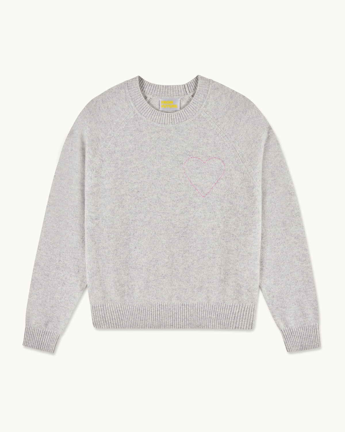 Jersey de Cuello Redondo con Corazón Bordado - Gris Vigore Claro - Mujer