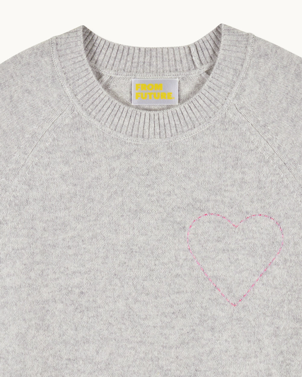 Jersey de Cuello Redondo con Corazón Bordado - Gris Vigore Claro - Mujer