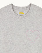 Jersey de Cuello Redondo con Corazón Bordado - Gris Vigore Claro - Mujer