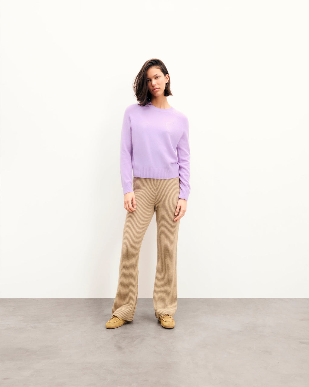 Pull Col Rond Cœur Brodé - Fantasy Lilac - Femme