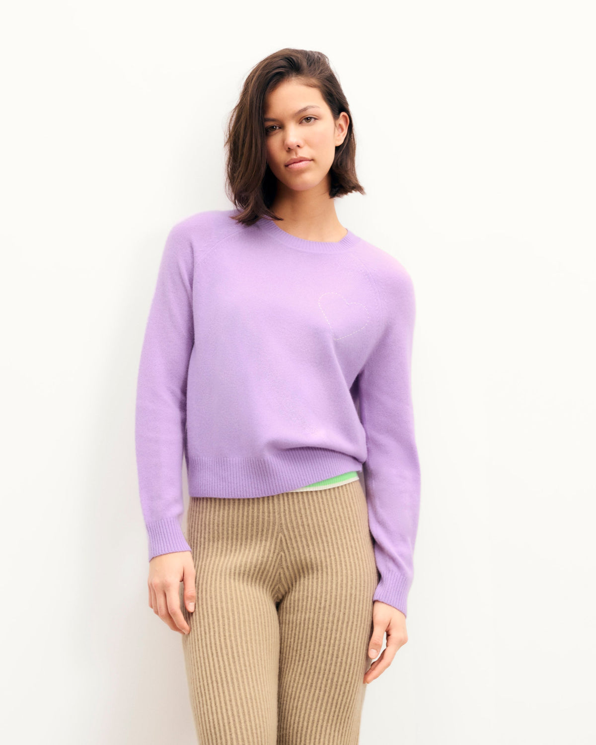 Pull Col Rond Cœur Brodé - Fantasy Lilac - Femme