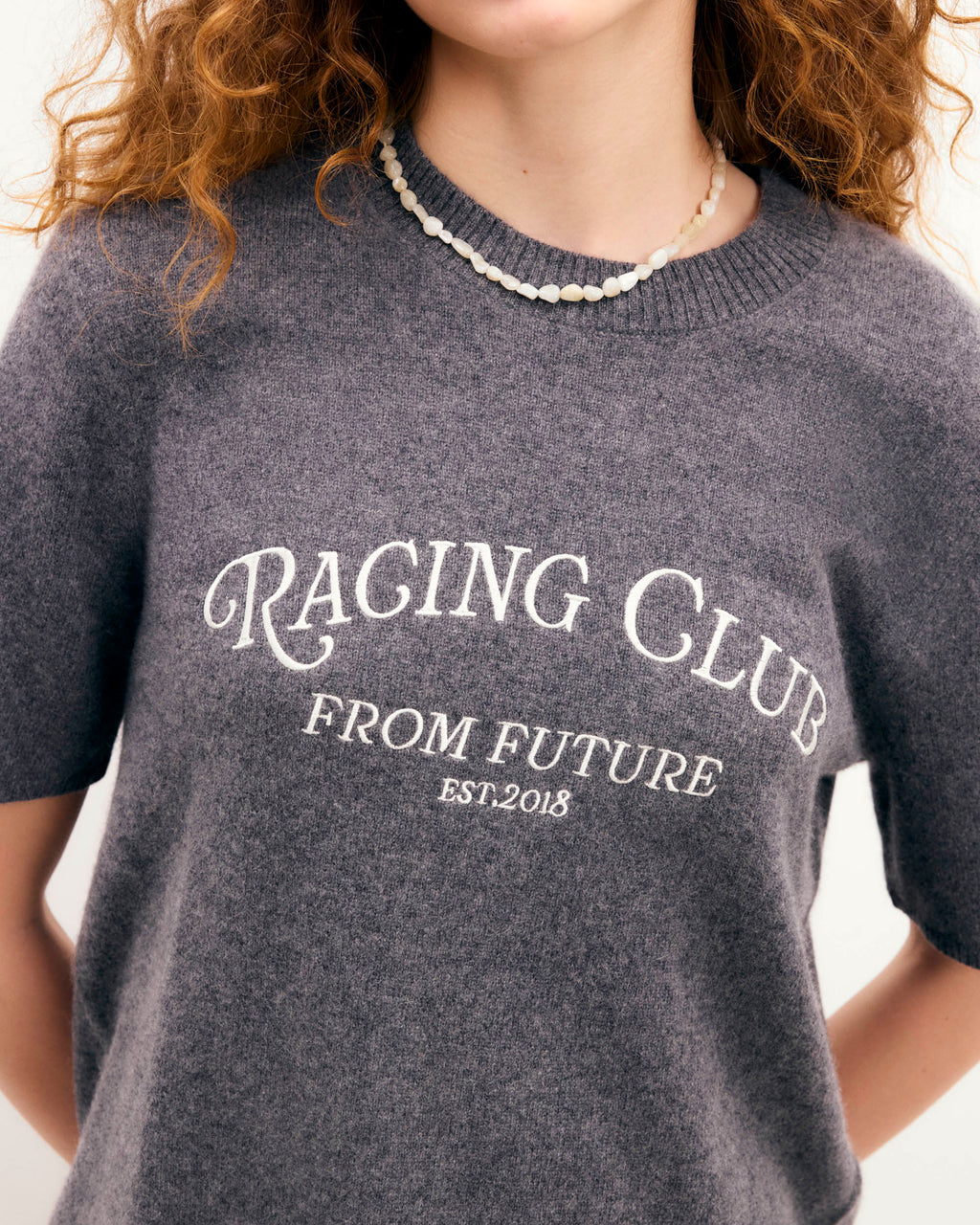 Pull Col Rond Racing Club - Anthracite F - Femme