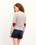 Jersey Cuello Redondo Corazones - Gris Jaspeado Claro - Mujer