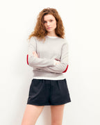 Jersey Cuello Redondo Corazones - Gris Jaspeado Claro - Mujer