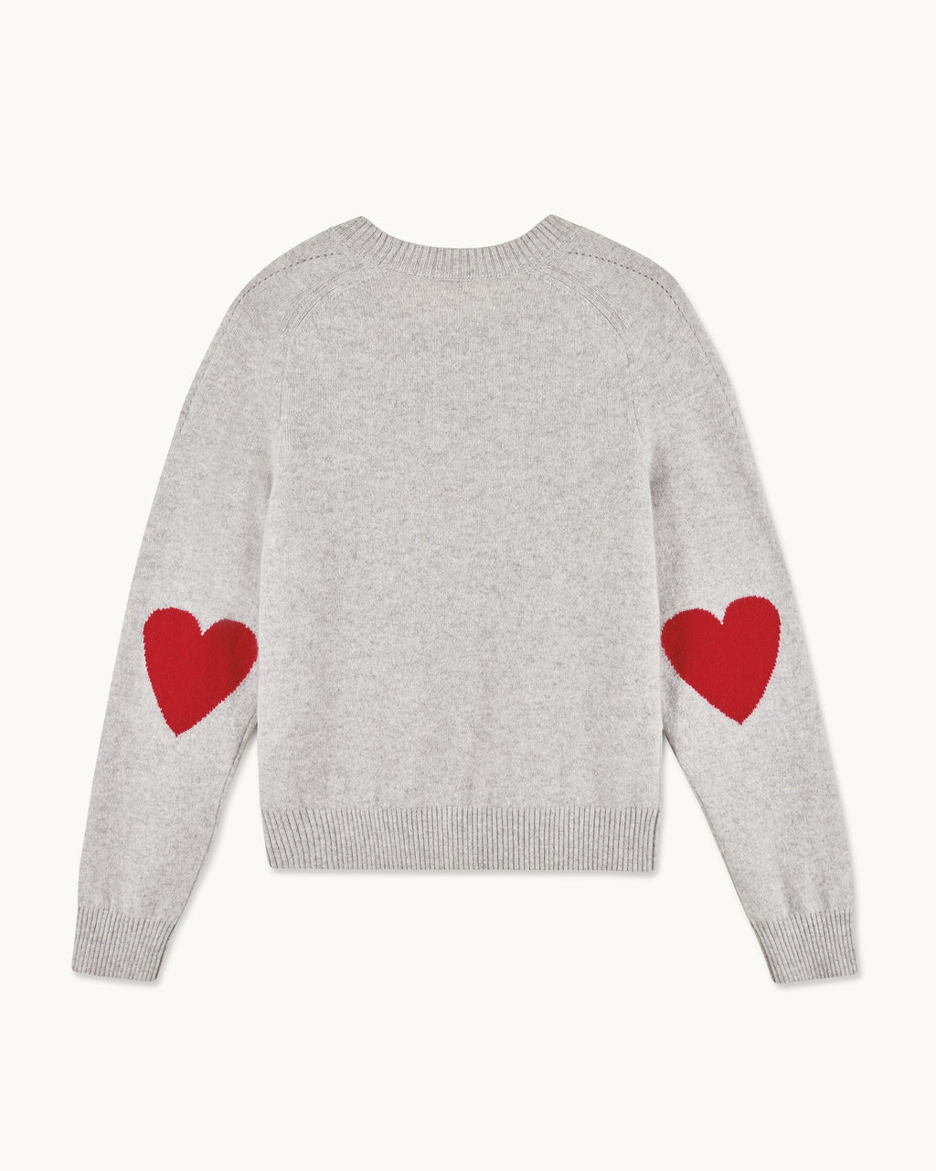 Jersey Cuello Redondo Corazones - Gris Jaspeado Claro - Mujer